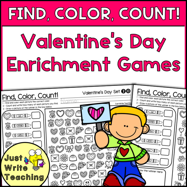 Find, Color, Count! - Valentine's Day Enrichment Games