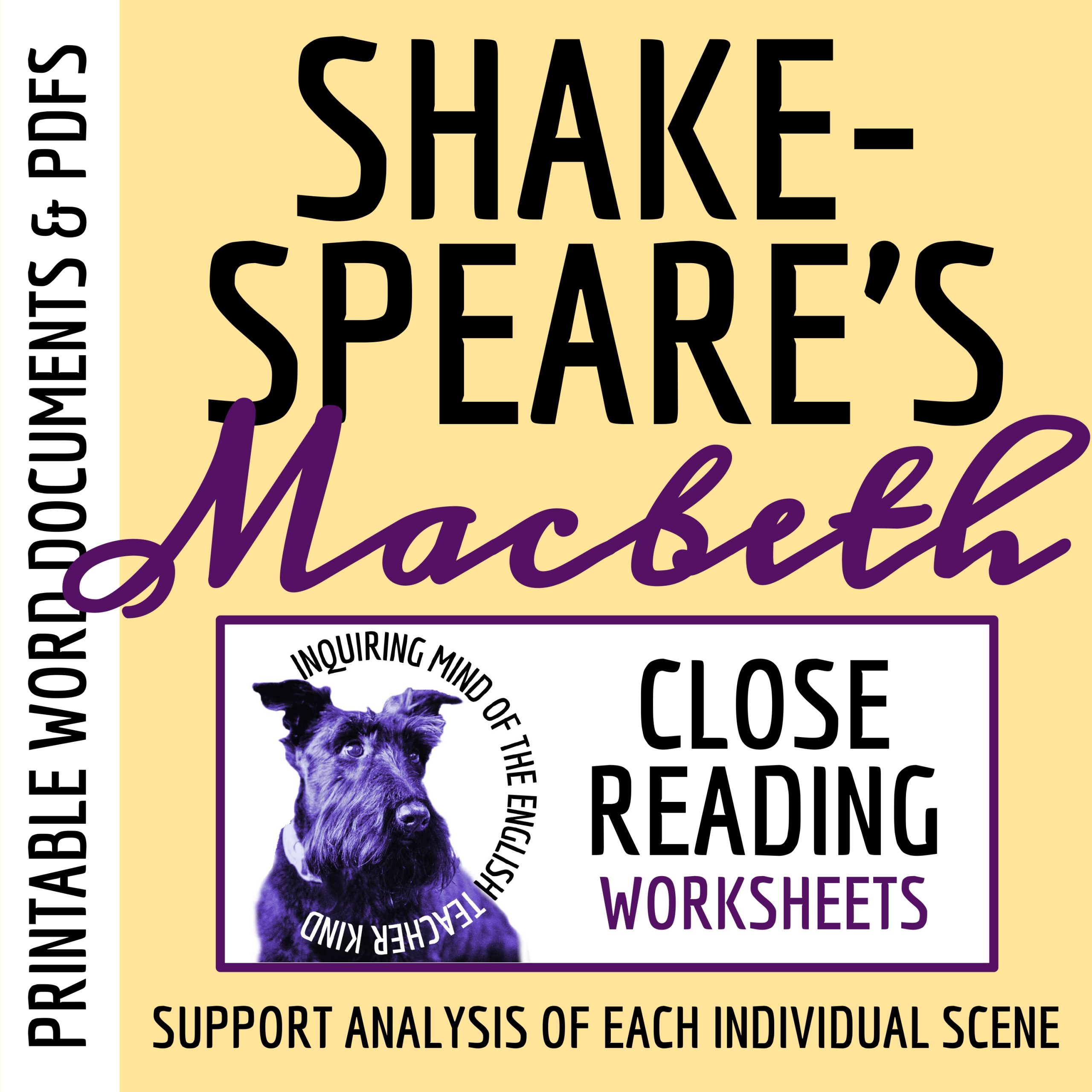 Macbeth Close Reading Analysis Worksheets Bundle