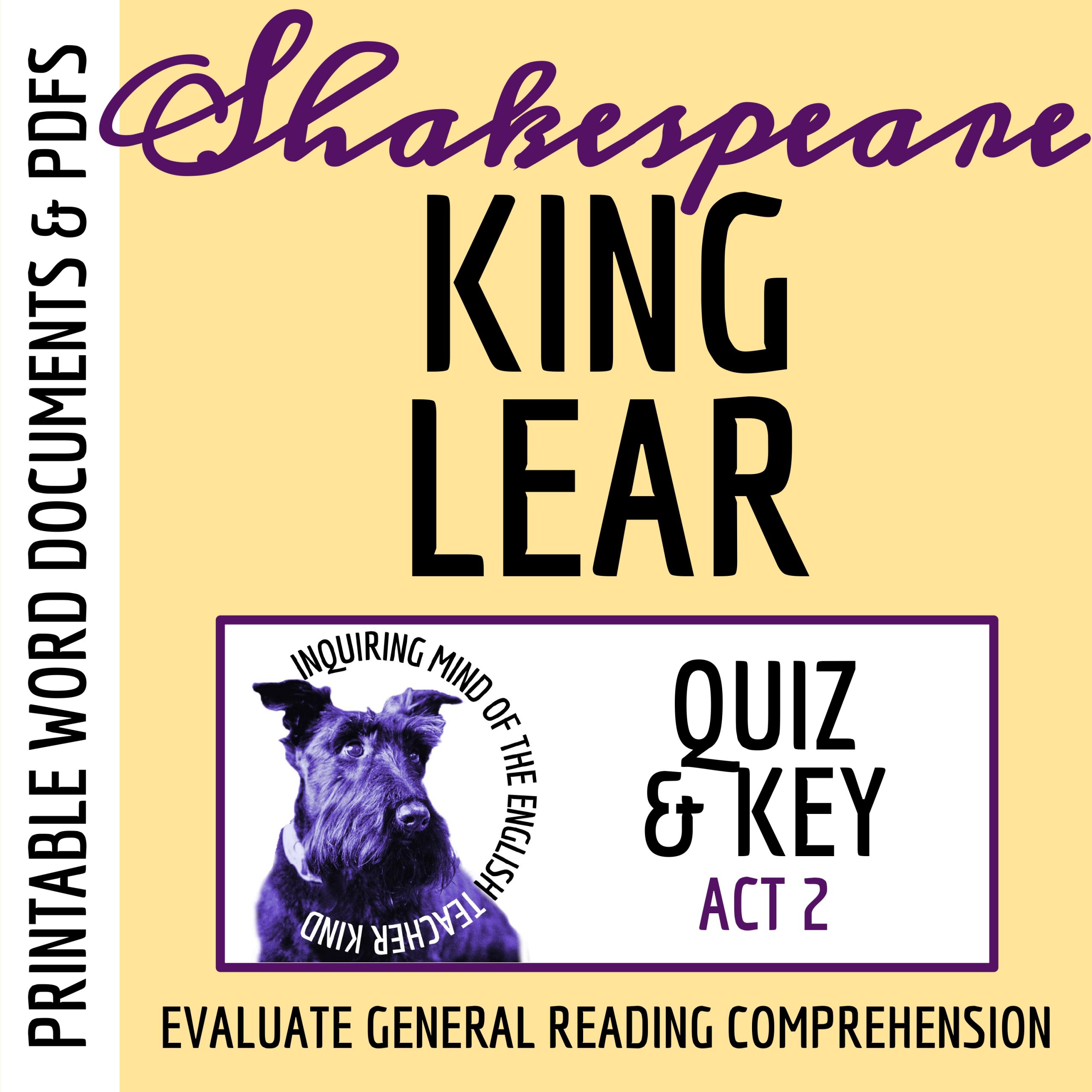 Shakespeare's King Lear Act 2 Quiz & Answer Key | Reading Comprehension Exam