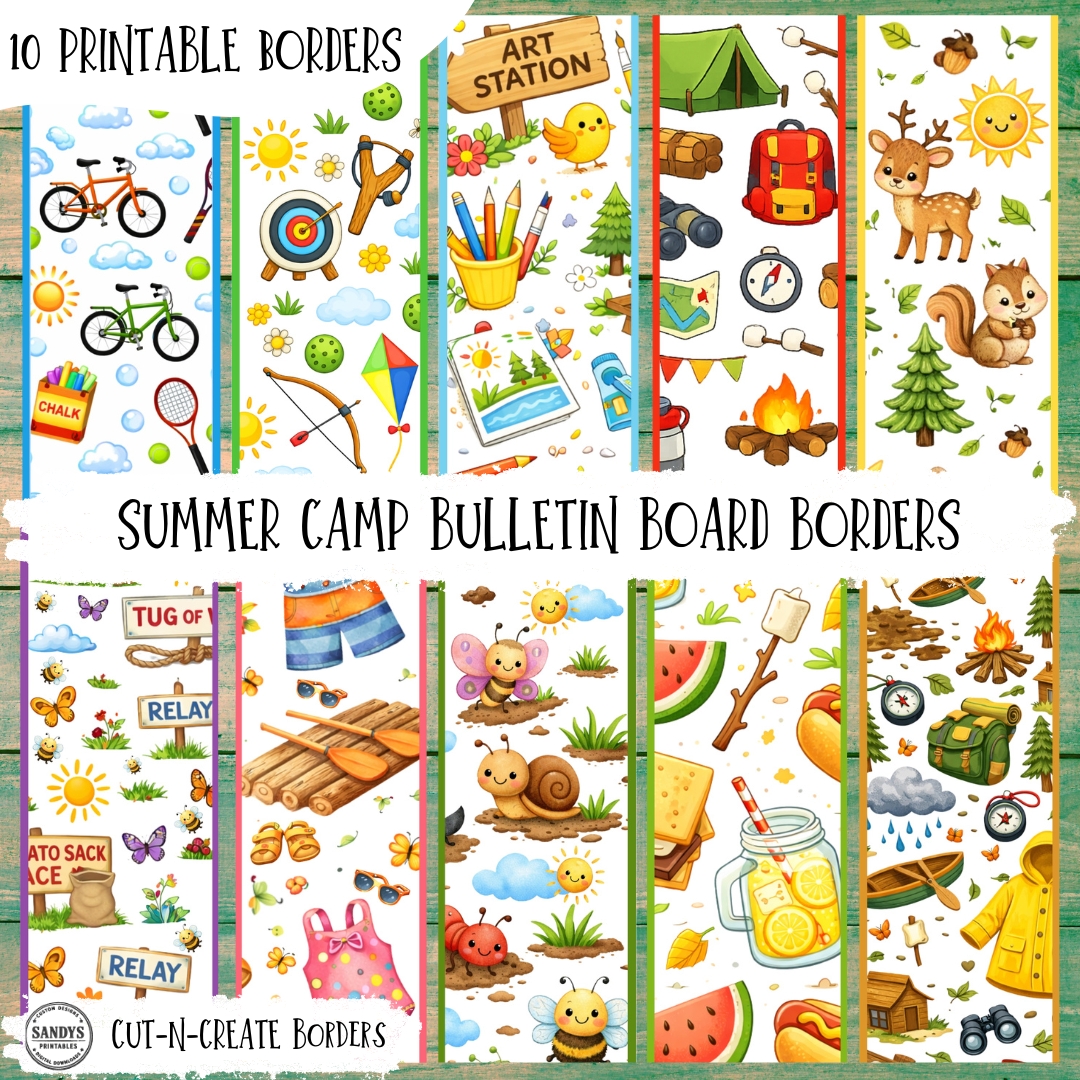 Summer Bulletin Board Borders, Summer Camp Classroom Decor