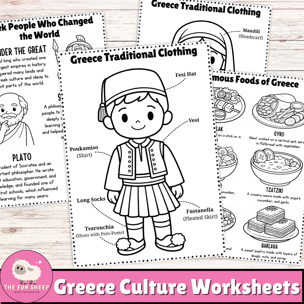 Greece Culture Worksheets Explore Greece Clothing, Food & Influential People