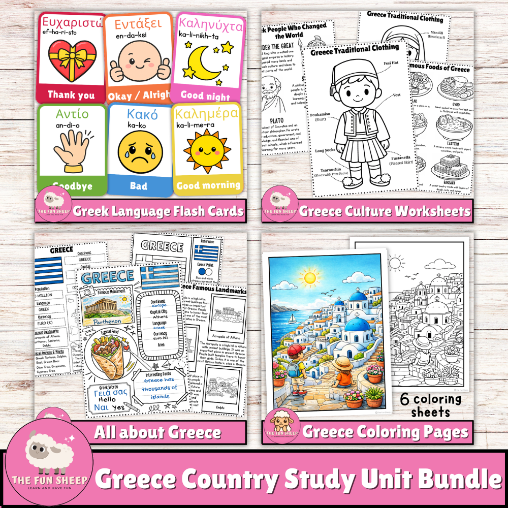 Greece Country Study Unit Bundle Geography, Culture Worksheets & Activities
