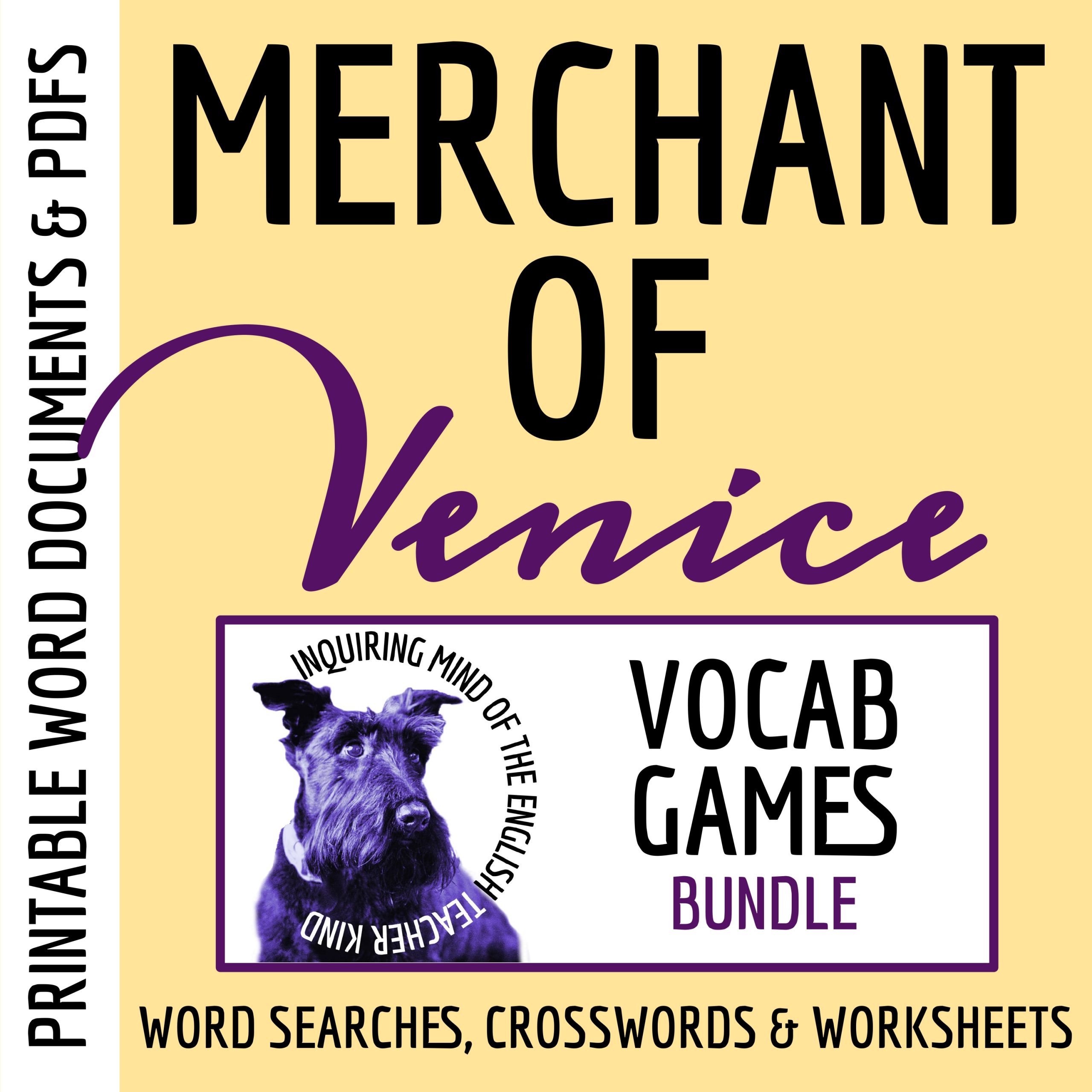 Merchant of Venice Vocabulary Activities | Crossword Puzzles | Word Searches | Worksheets