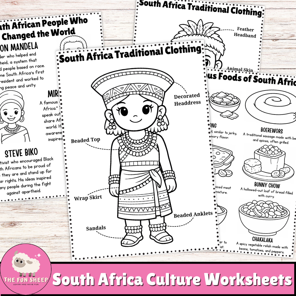 South Africa Culture Worksheets Africa Activities Traditions, Food&Famous People
