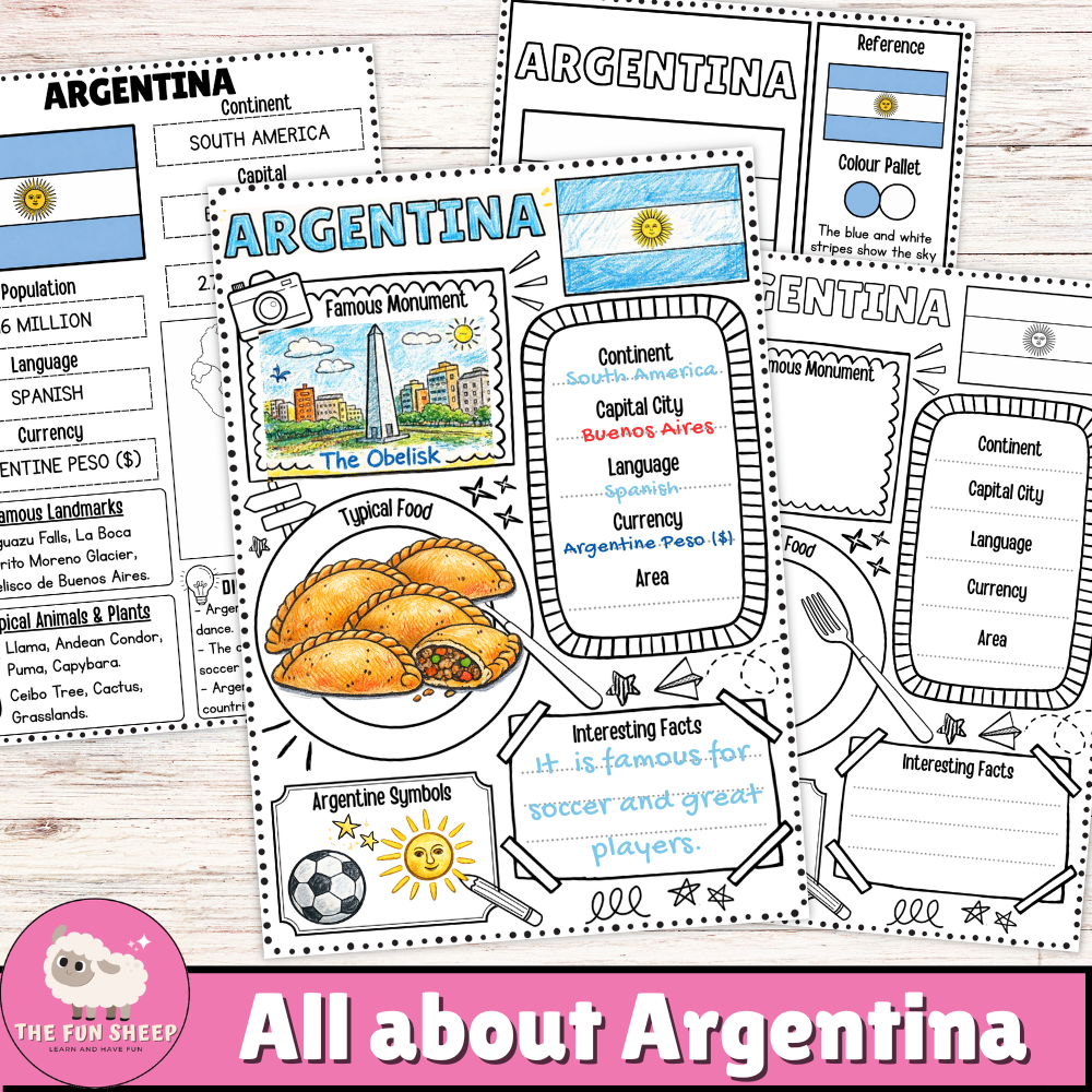 All about Argentina Worksheets Country Study, Geography & Culture Activities
