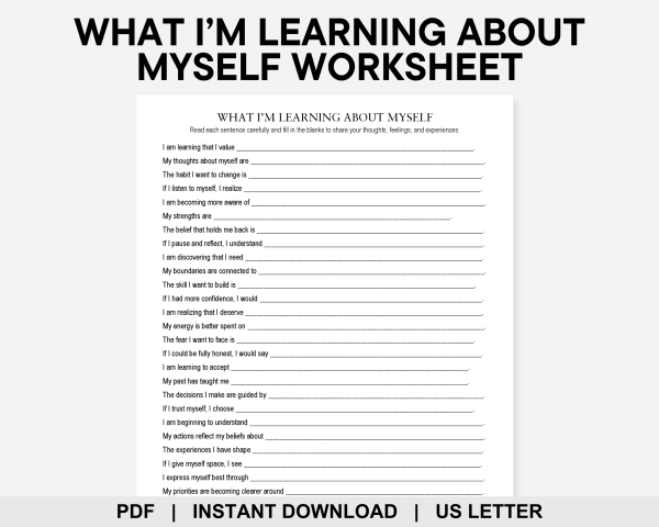 What Im Learning About Myself Worksheet, All About Me, Who Am I, Life ...