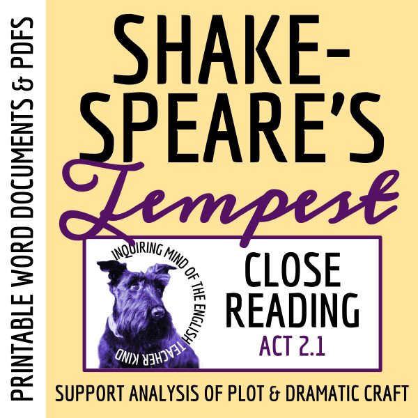 The Tempest Act 2 Scene 1 Close Reading Analysis Worksheet for High ...