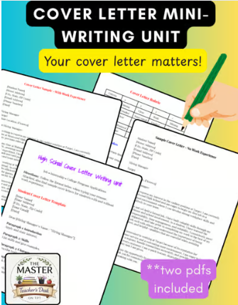 High School Job/Internship Cover Letter Mini-Writing Unit
