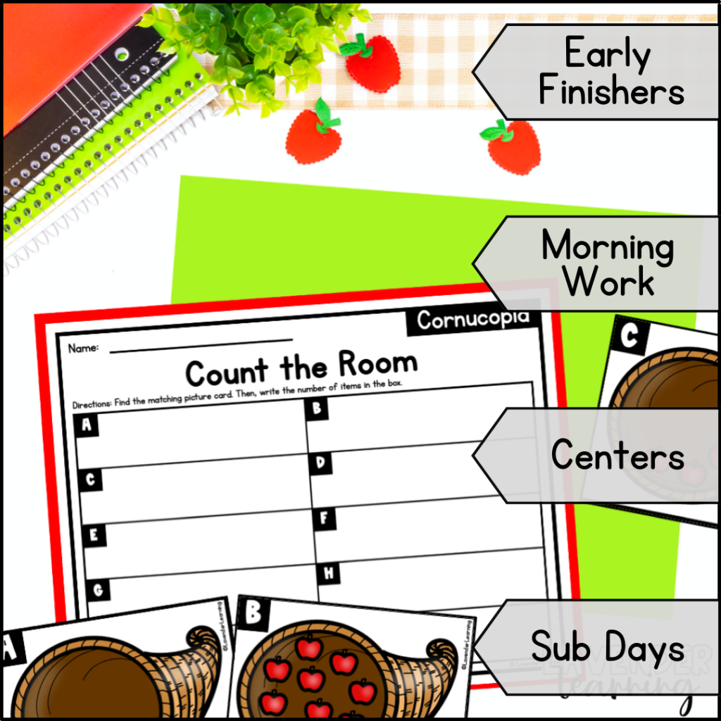 Apple Count the Room Math Worksheets Preschool Kindergarten Activities ...