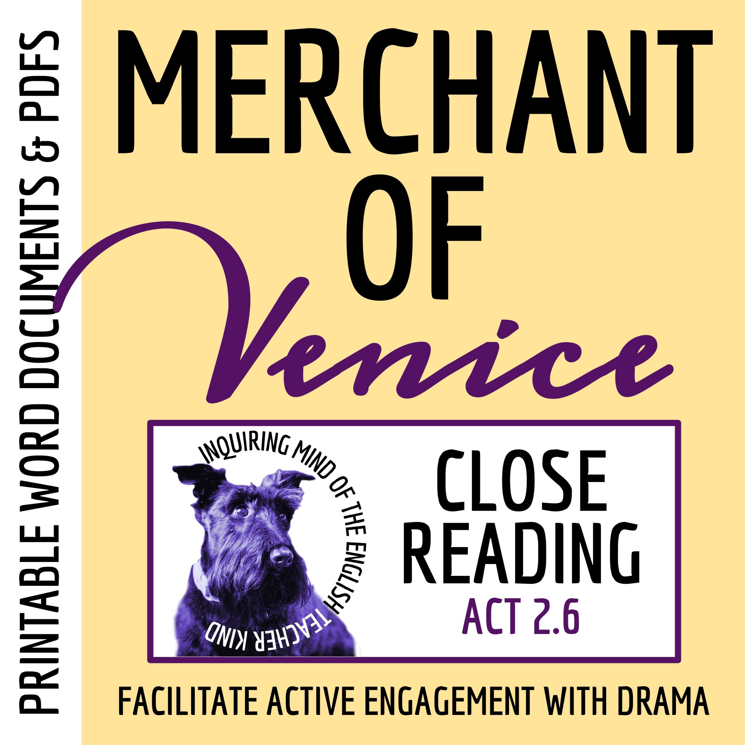 The Merchant of Venice Act 2 Scene 6 Close Reading Analysis Worksheet