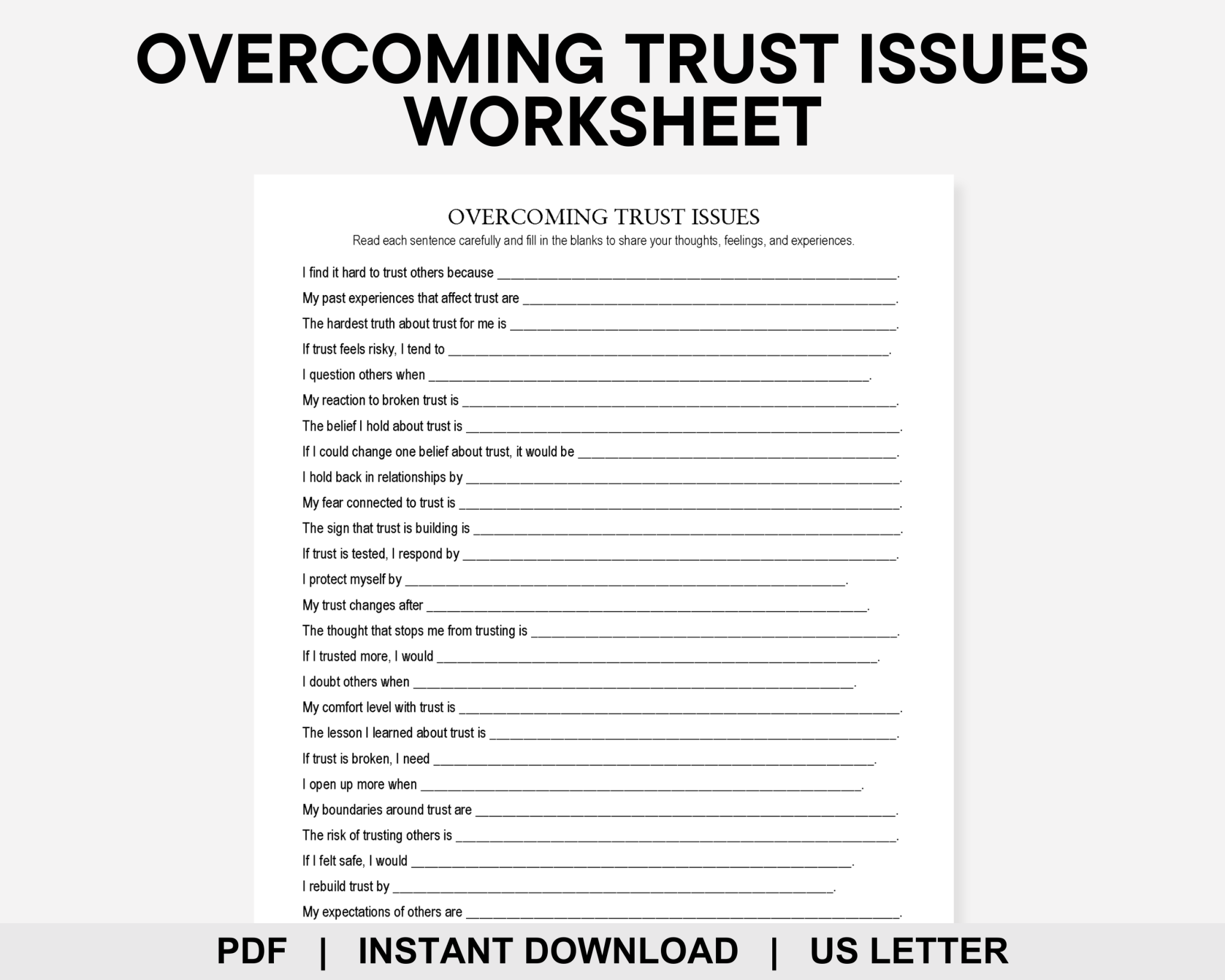 Overcoming Trust Issues Worksheet, Betrayal Trauma, Relationship ...
