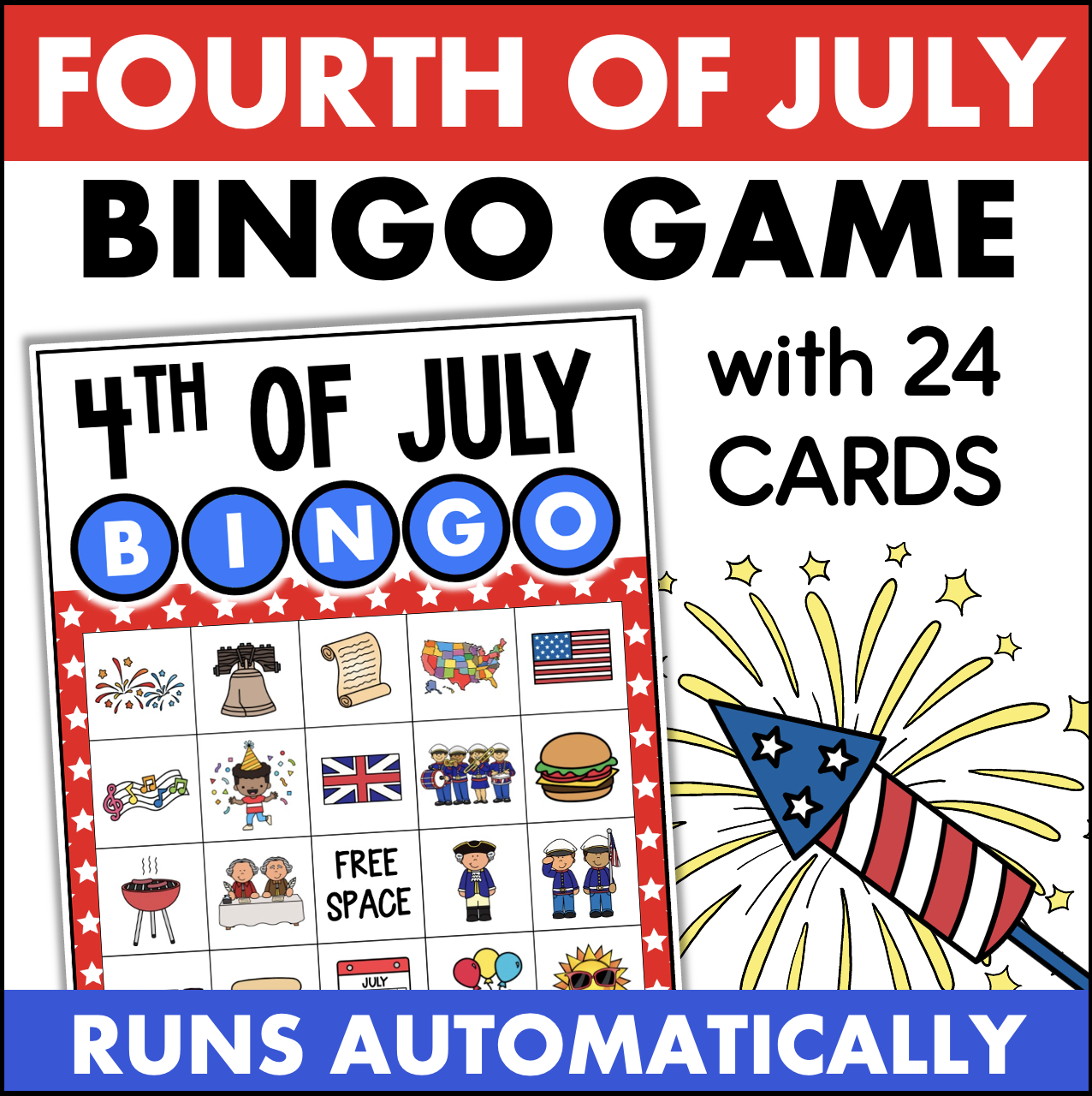 4th of July Bingo Powerpoint Game with Printable Bingo Cards Independence Day