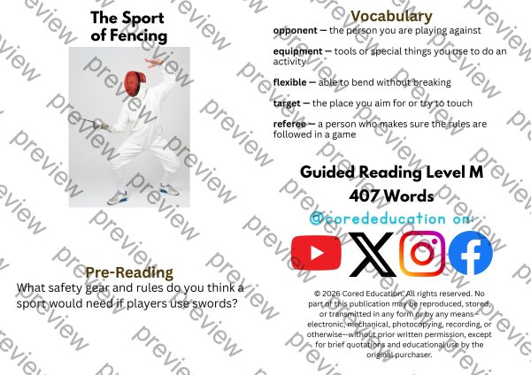 Guided Reading Level M - The Sport of Fencing (with Lesson Plan) | Made ...