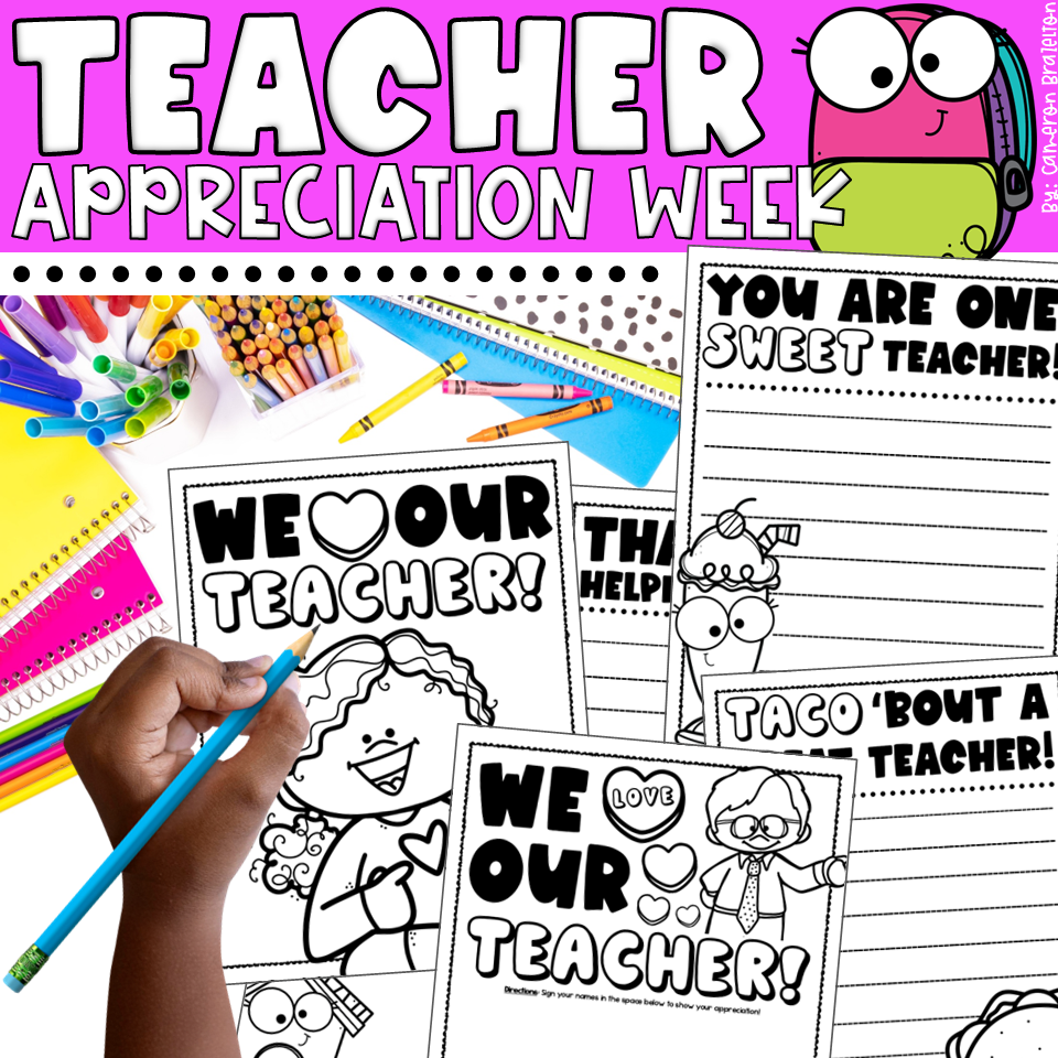 Teacher Appreciation Week Activity | End of the Year Thank You Note Cards