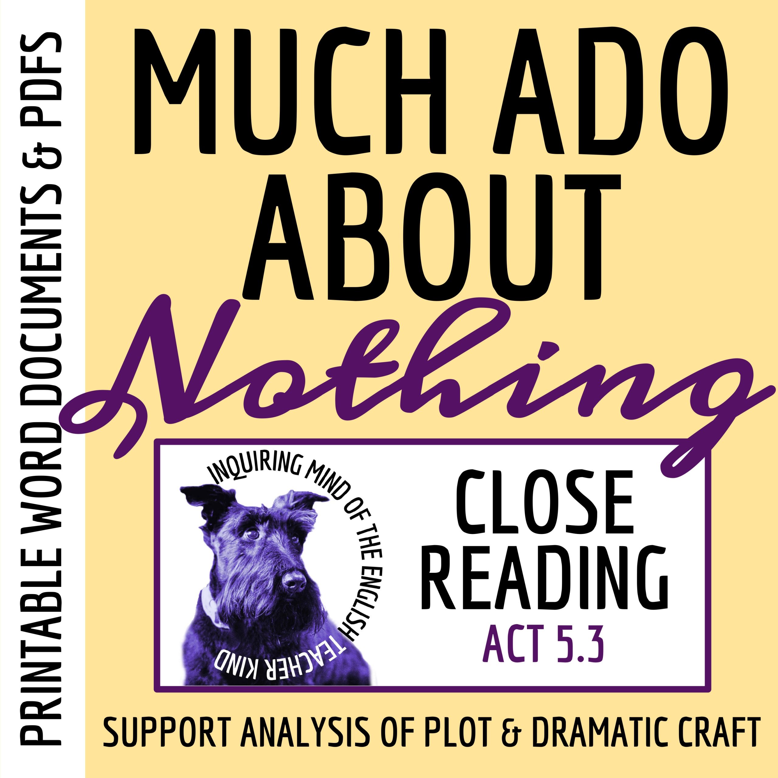 Much Ado About Nothing Act 5 Scene 3 Close Reading Analysis Worksheet