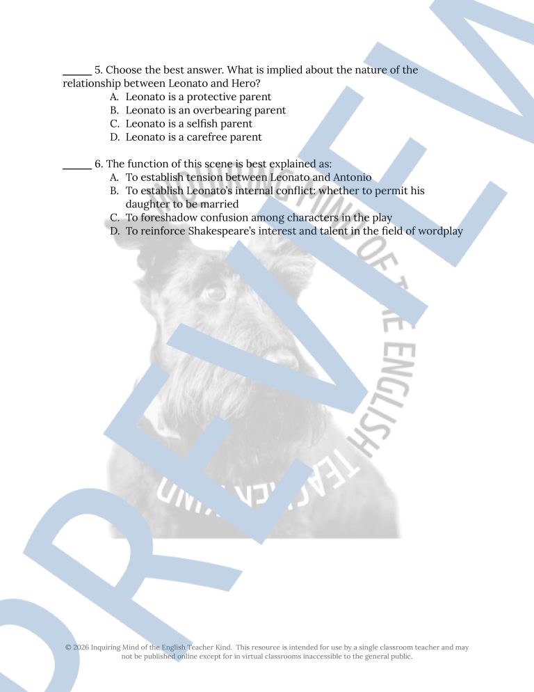 Much Ado About Nothing Close Reading Analysis Worksheets Bundle - Made ...