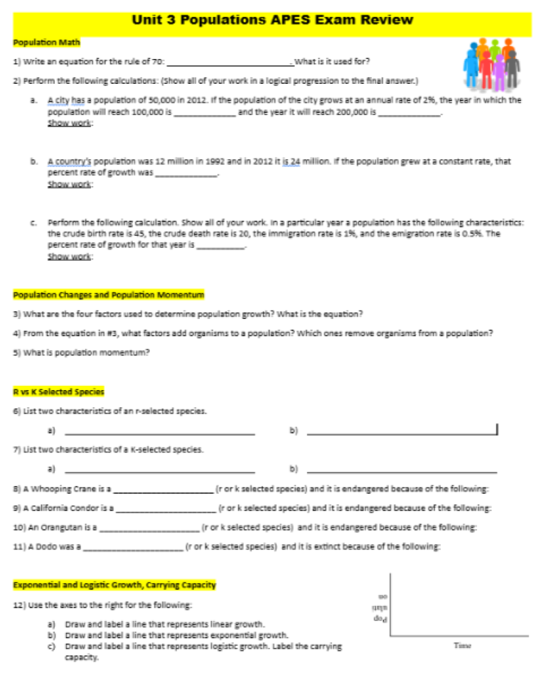 AP Environmental Science Unit 3 Exam Review Study Guide w ANSWER KEY