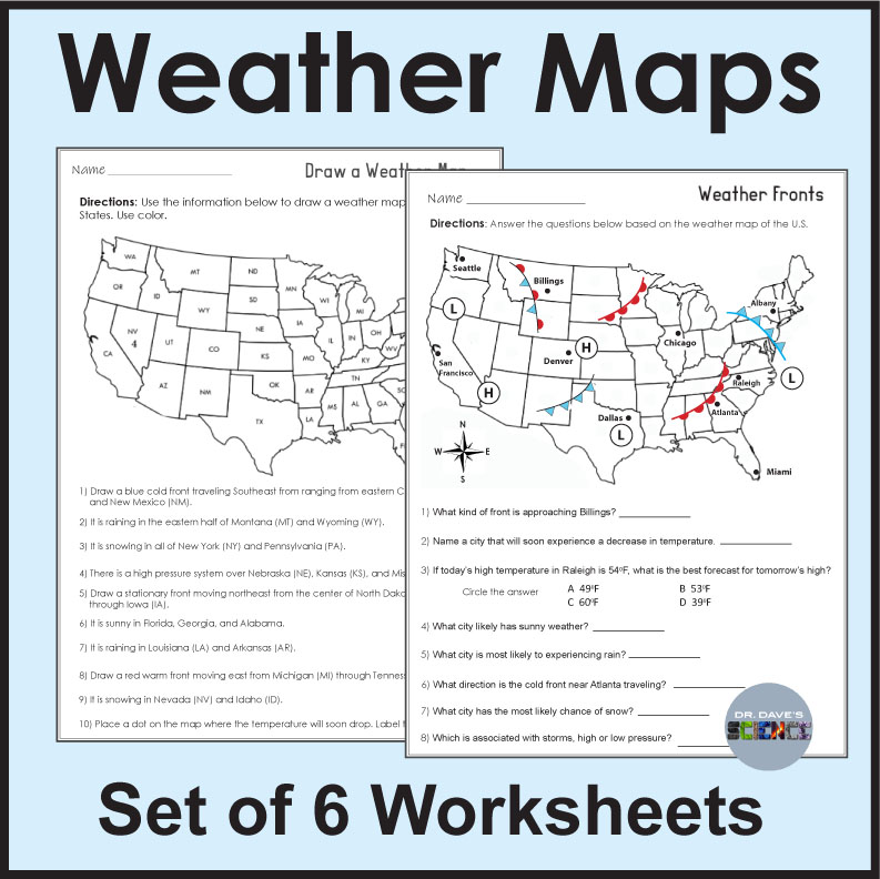 Weather Worksheets Maps Chart