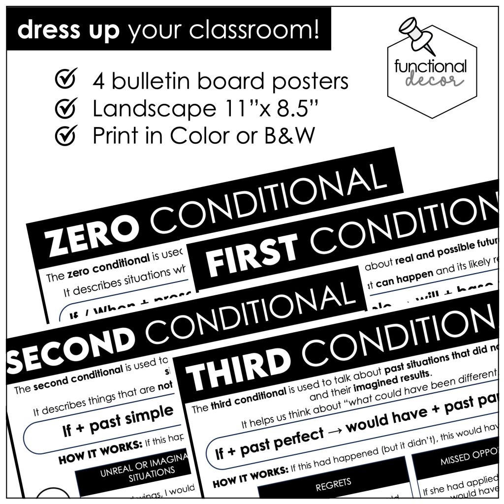 Zero First Second Third Conditionals Poster & Anchor Chart (Zero, 1st ...