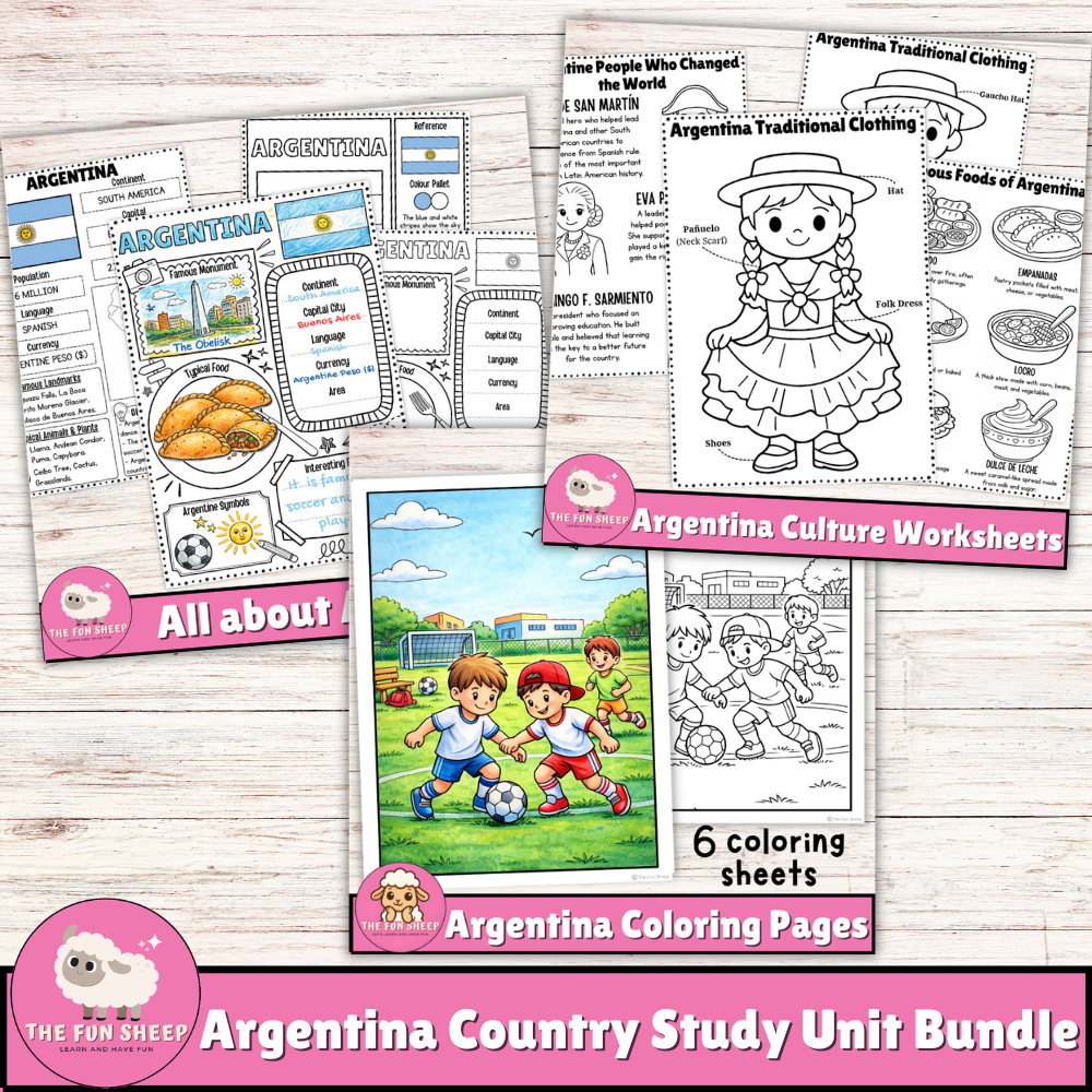 Argentina Country Study Unit Bundle Culture, Geography & Activities for Kids