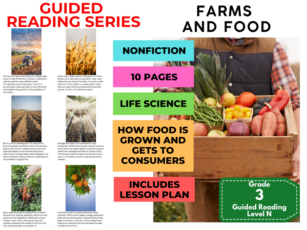 Farms and Food: Guided Reading Level N with Lesson Plan