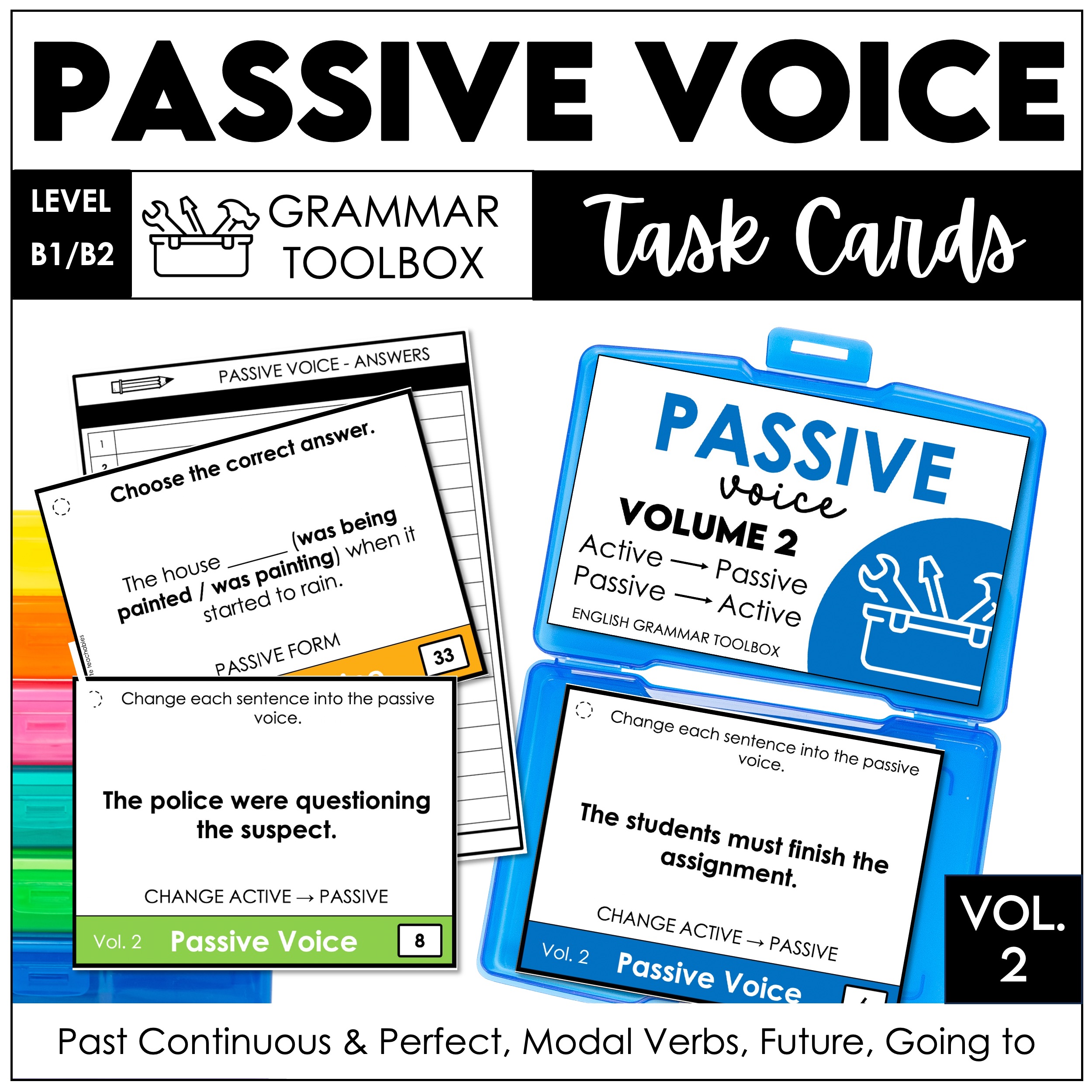 Passive Voice Task Cards ESL Advanced | Modal, Past Perfect, Continuous, Future