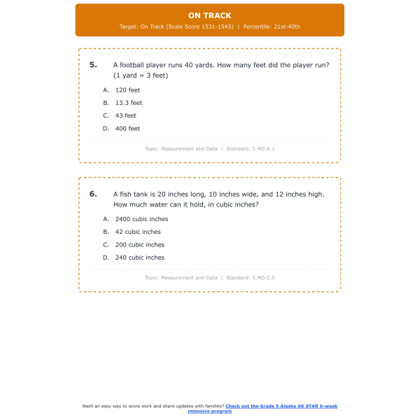 [Grade 5] Alaska AK STAR Math Test Simulation | All 4 Levels (1420-1780 ...