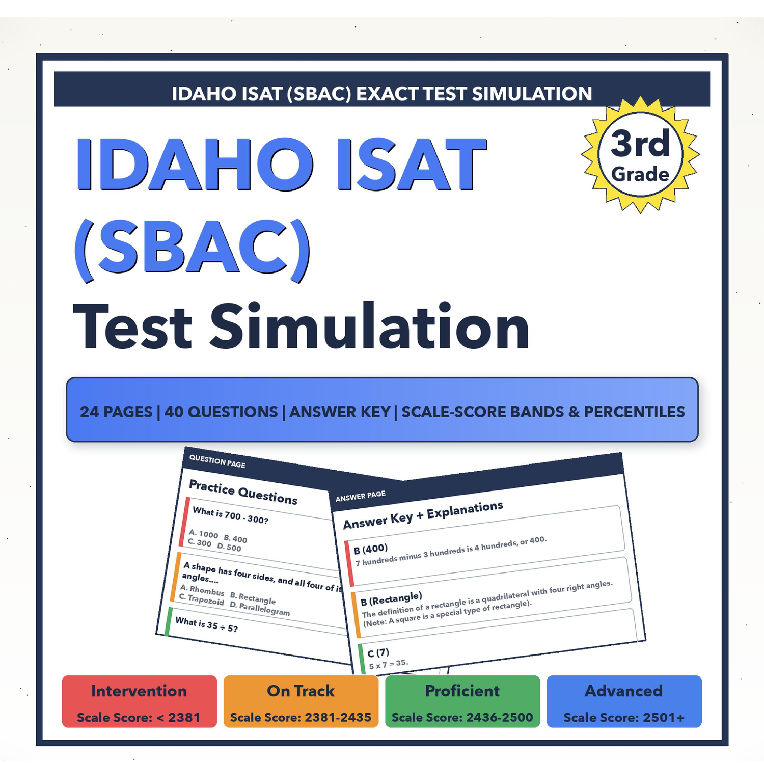 [Grade 3] Illinois IAR Math Test Simulation | All 4 Levels (Scale Score ...