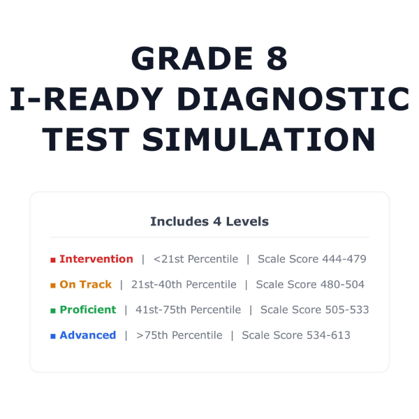 [Grade 8] i-Ready Diagnostic Math Test Simulation | All 4 Levels (444 ...
