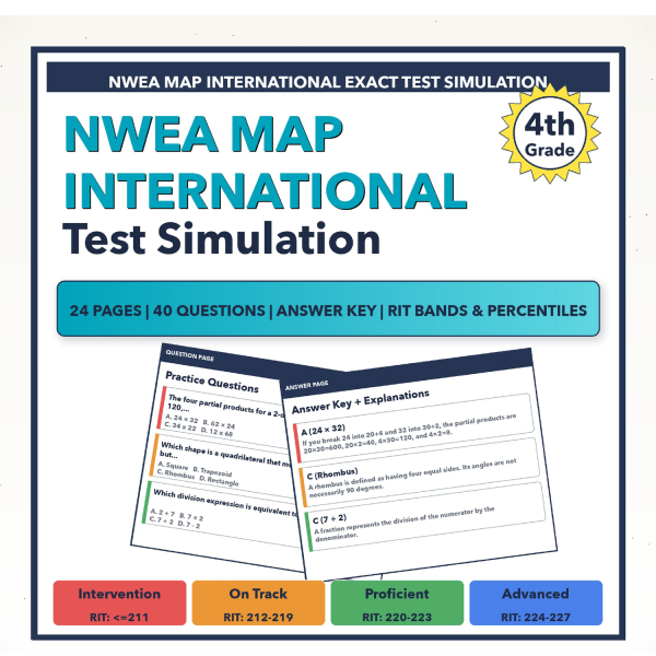 [Grade 4] NWEA MAP International Math Test | All 4 Levels (RIT 211-227 ...