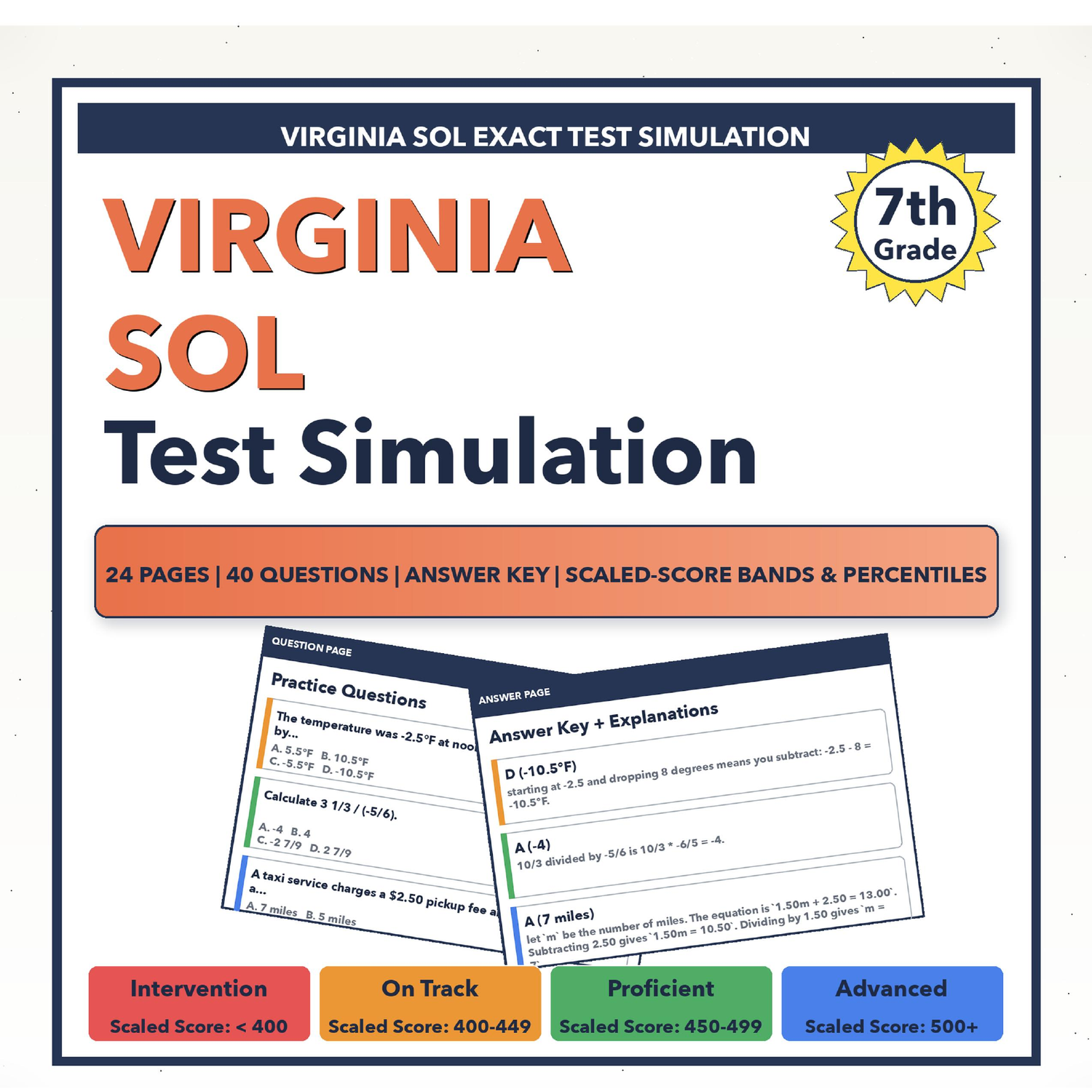 [Grade 7] Virginia SOL Math Test Simulation | All 4 Levels (400-500+)