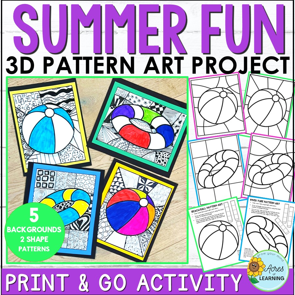 3D Art Project | End of the Year Paper Craft | Zentangle Inspired Coloring Pages