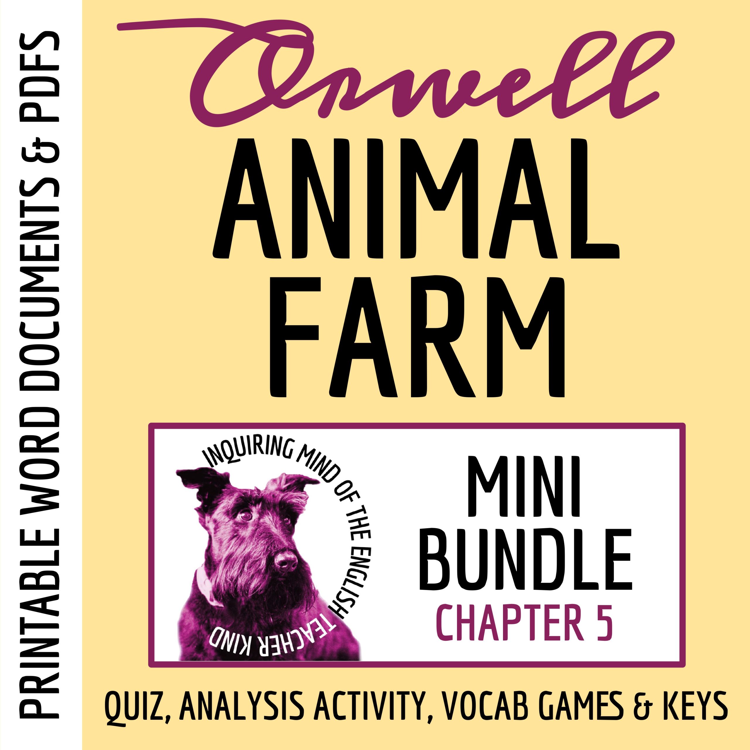 Animal Farm Chapter 5 Quiz, Literary Analysis Worksheet, Vocabulary Activities & Answer Keys