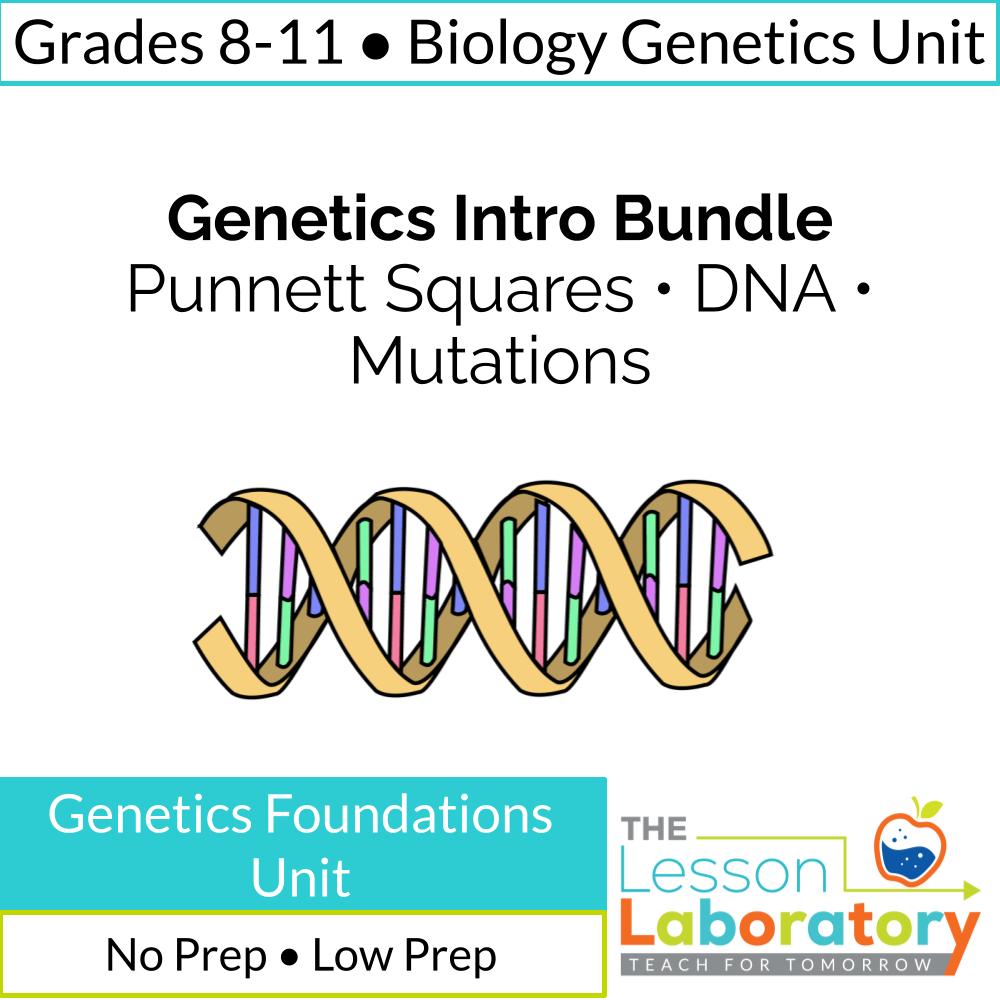 Genetics Intro Bundle- Mendelian Genetics, Punnett Squares, DNA & Mutations
