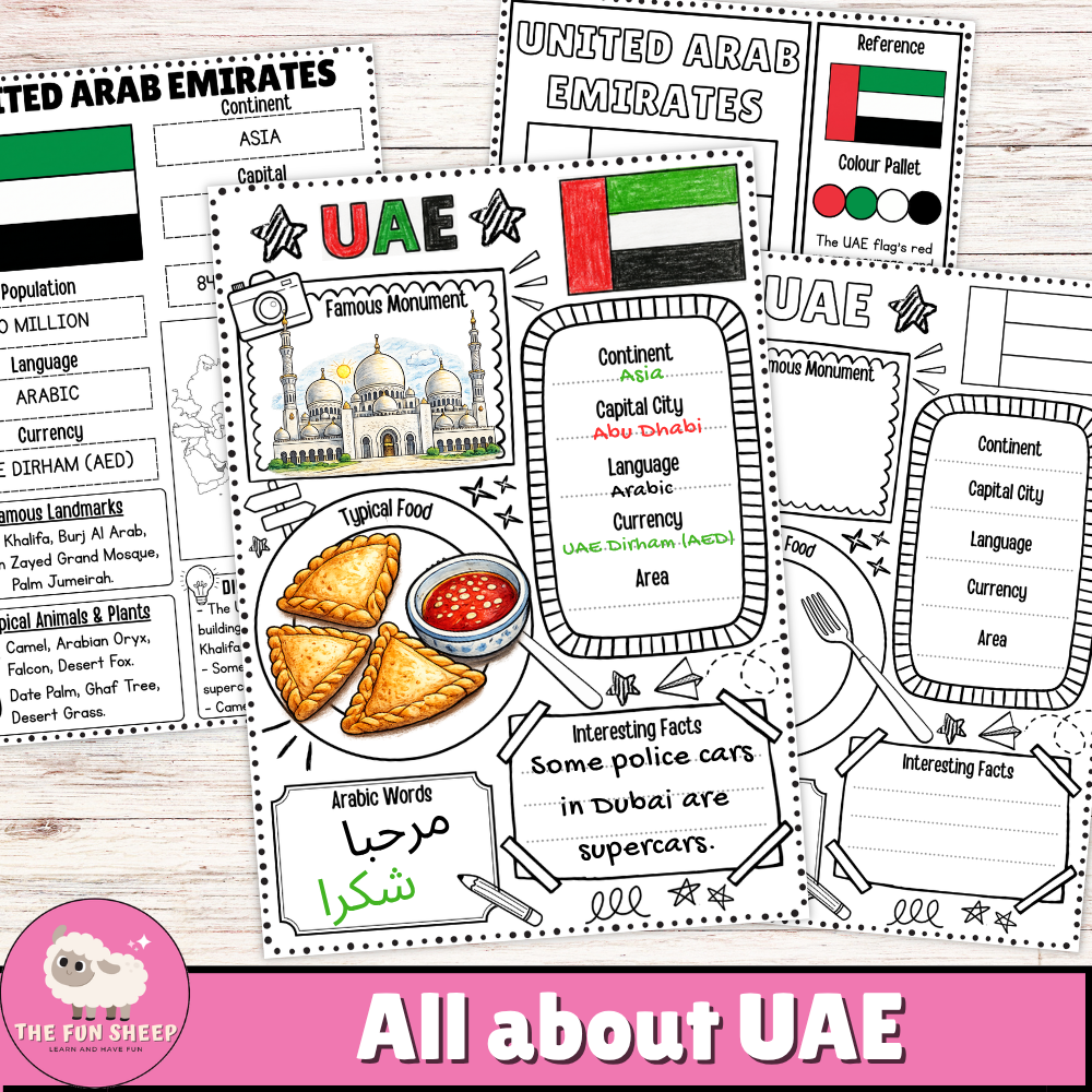 All about All about UAE | United Arab Emirates Worksheets, Geography &Culture Pack