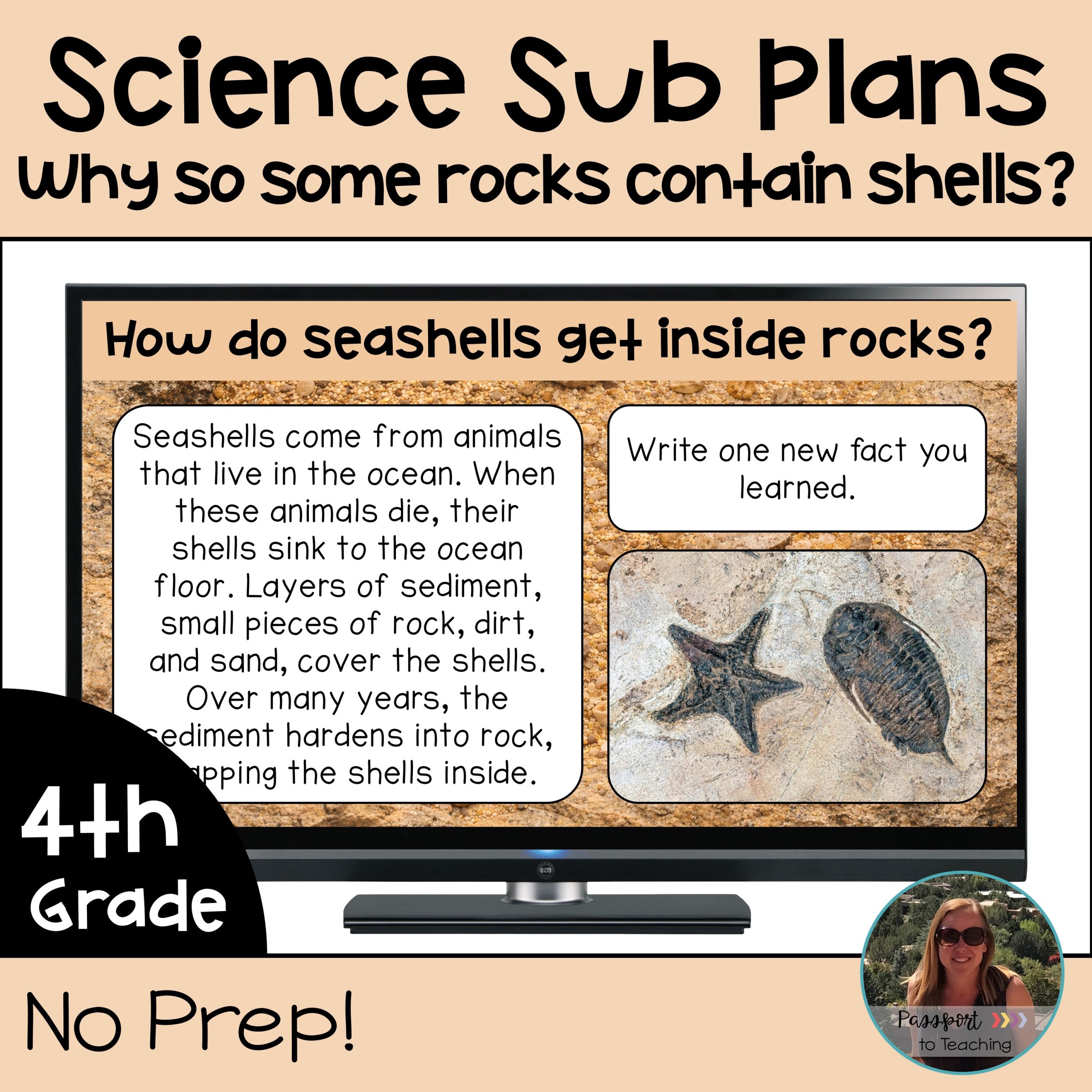 No Prep 4th Grade Science Sub Plans - Fossils - NGSS Aligned