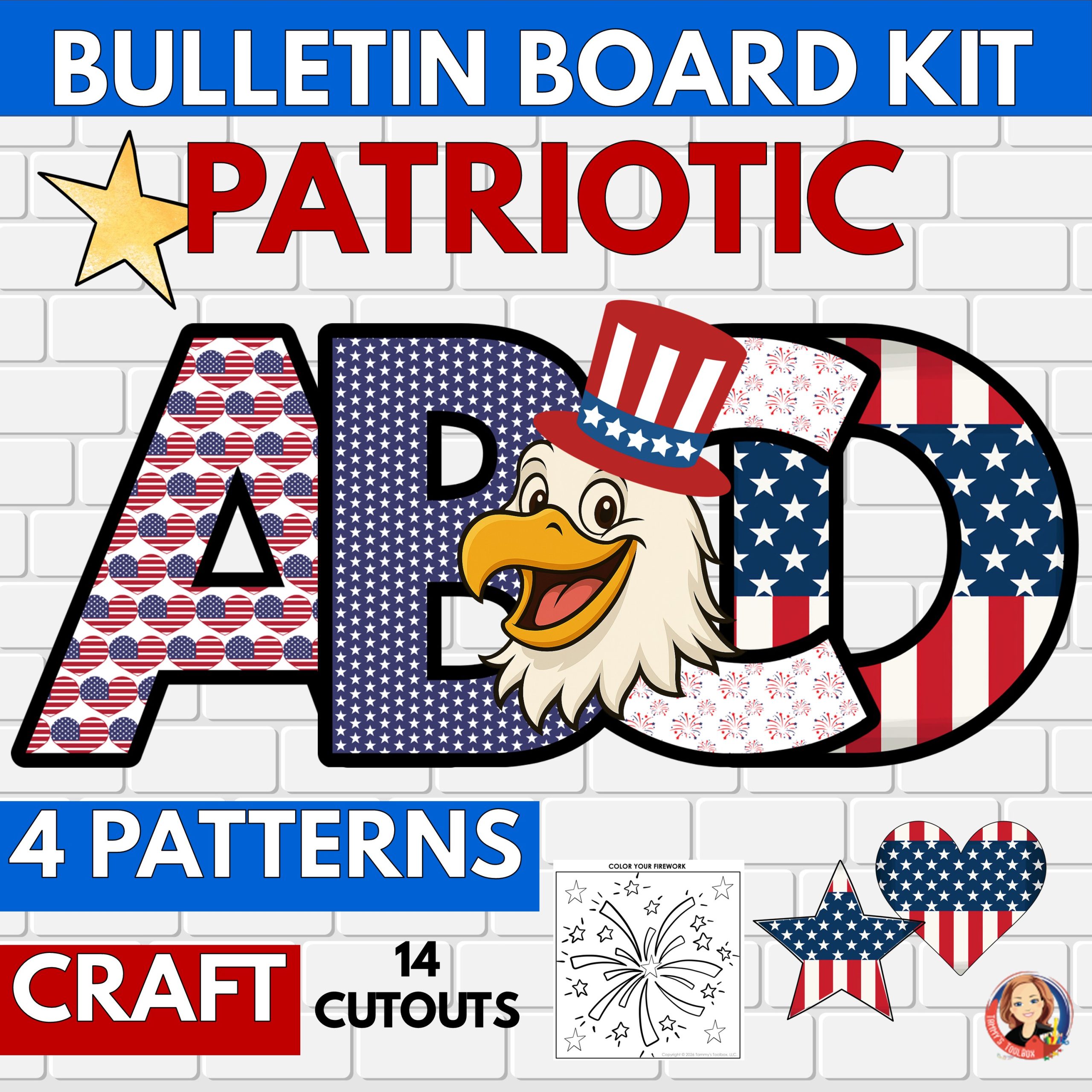 Patriotic Eagle Bulletin Board Kit, 4th of July Classroom Decor, America Craft