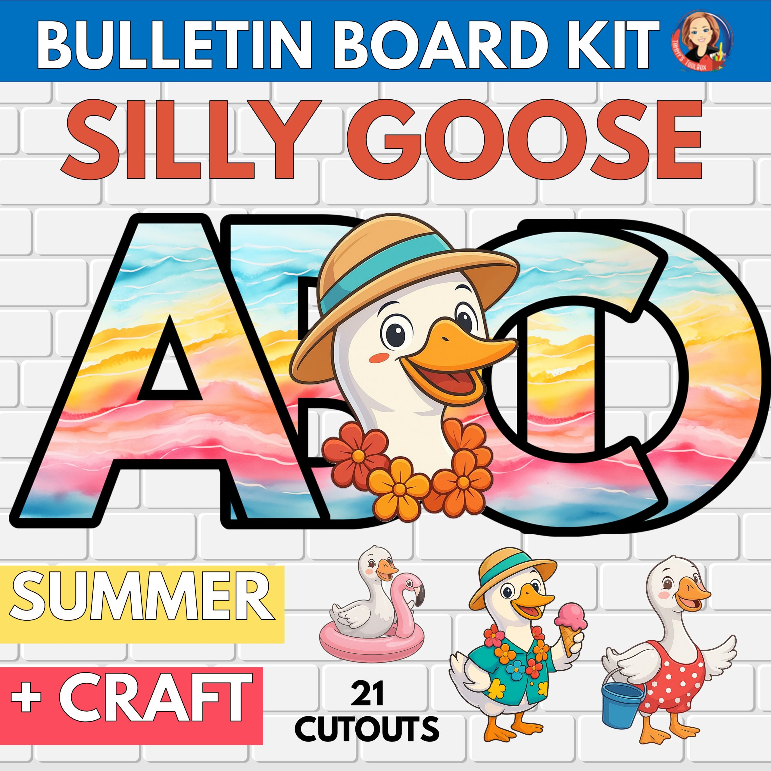 Silly Goose Summer Bulletin Board Set & Classroom Décor, Summer Craft Activity