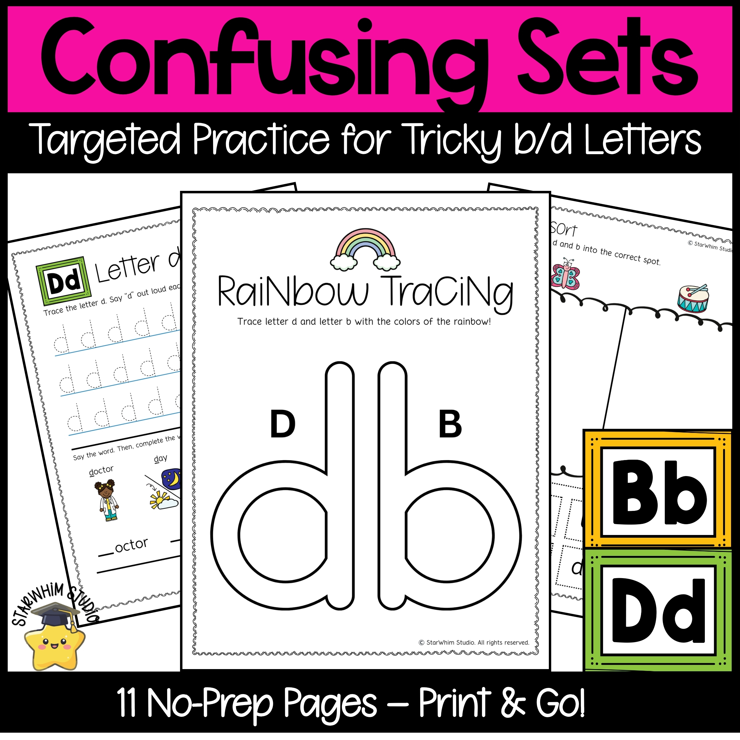b/d Letter Reversal Practice | Confusing Letters Worksheets