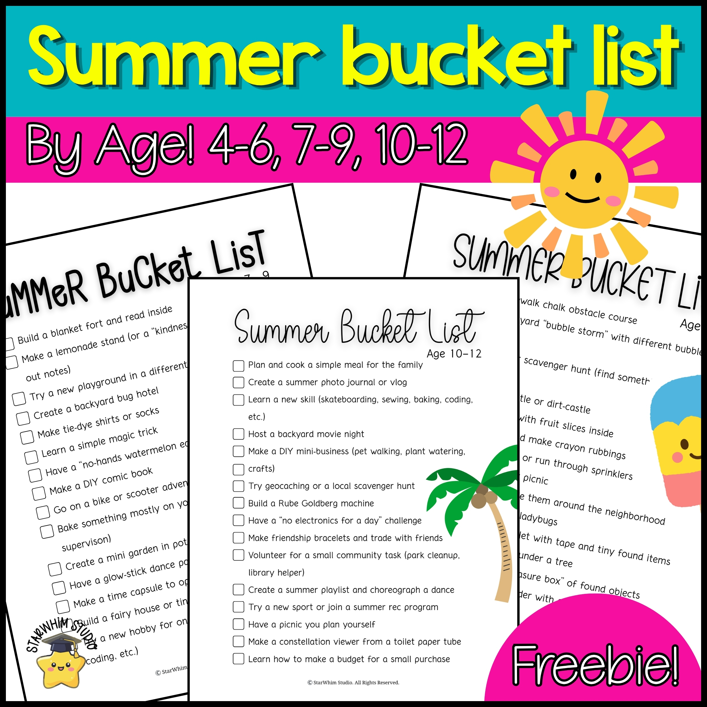 Summer Bucket List by Age | Free Printable