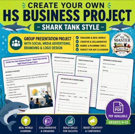 Create a Business Project | Shark Tank Activity | High School Group Project