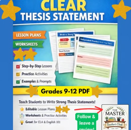 Writing a Thesis Statement Lesson Plan/High School ELA/Argument Writing