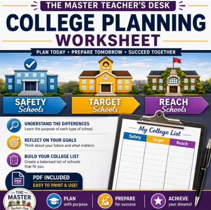 Reach/Target/Safety Schools Worksheet