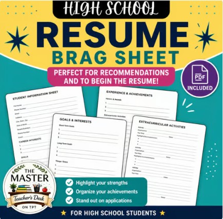 Resume/Recommendation Request Brag Sheet for College
