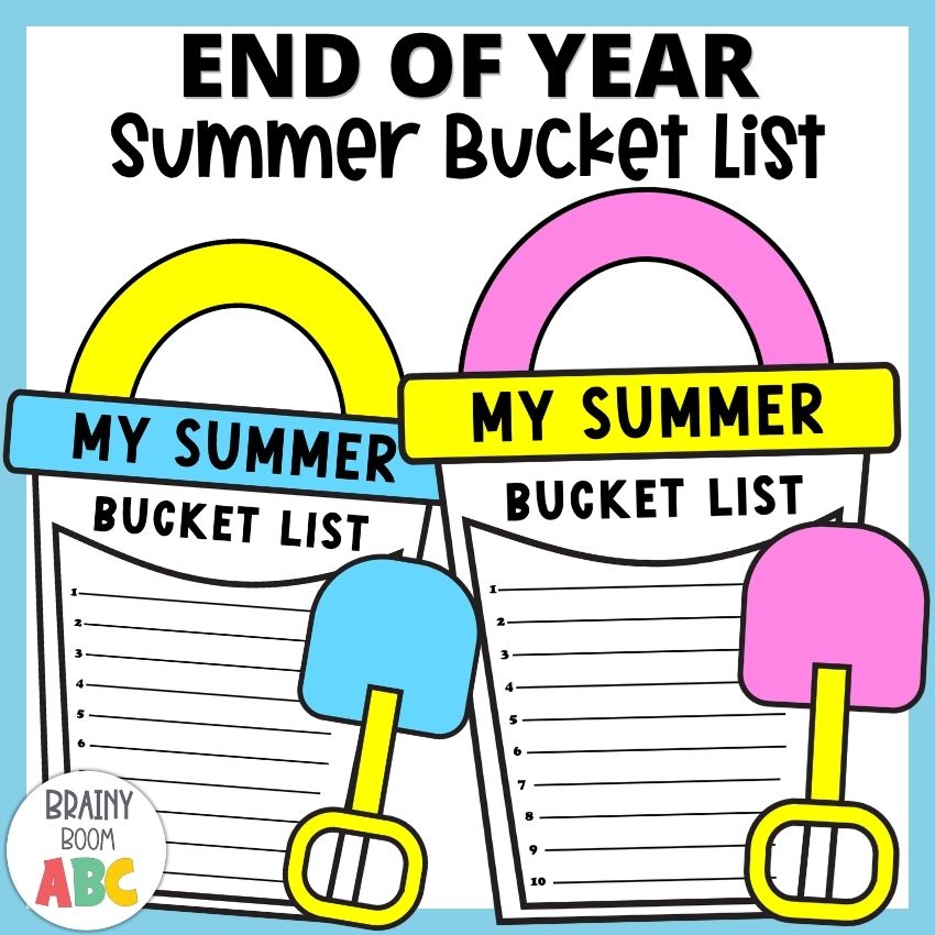 Summer Bucket List Craft for Kids End of School Year Activity Student Writing Prompt Printable