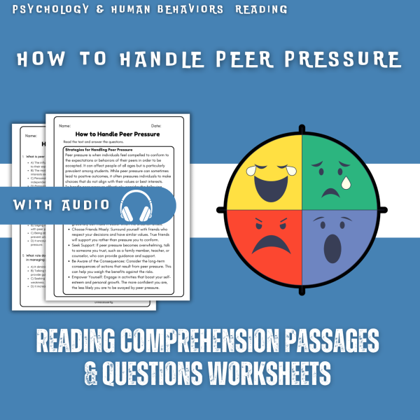 How to Handle Peer Pressure Reading Comprehension Passages Worksheet ...