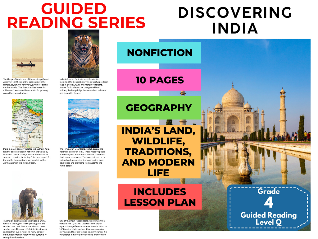 Discovering India: Guided Reading Level Q with Lesson Plan