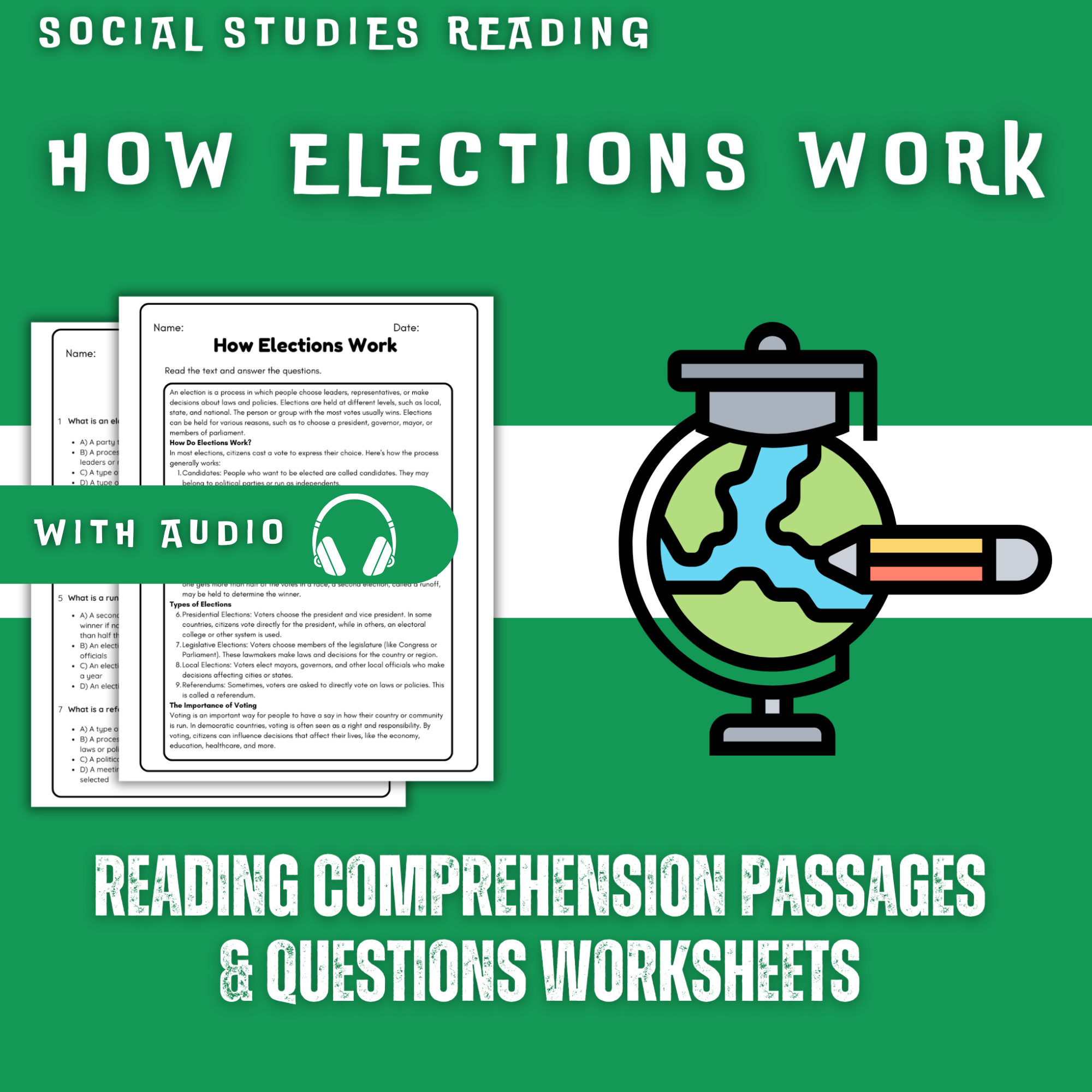 How Elections Work Reading Comprehension Worksheet with Questions and Answers