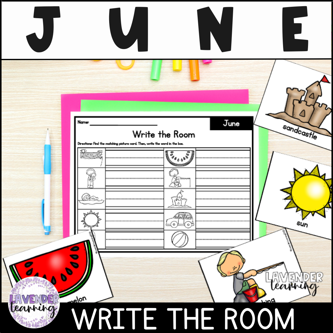 June Write the Room ELA Writing Activities Kindergarten Vocabulary Morning Work