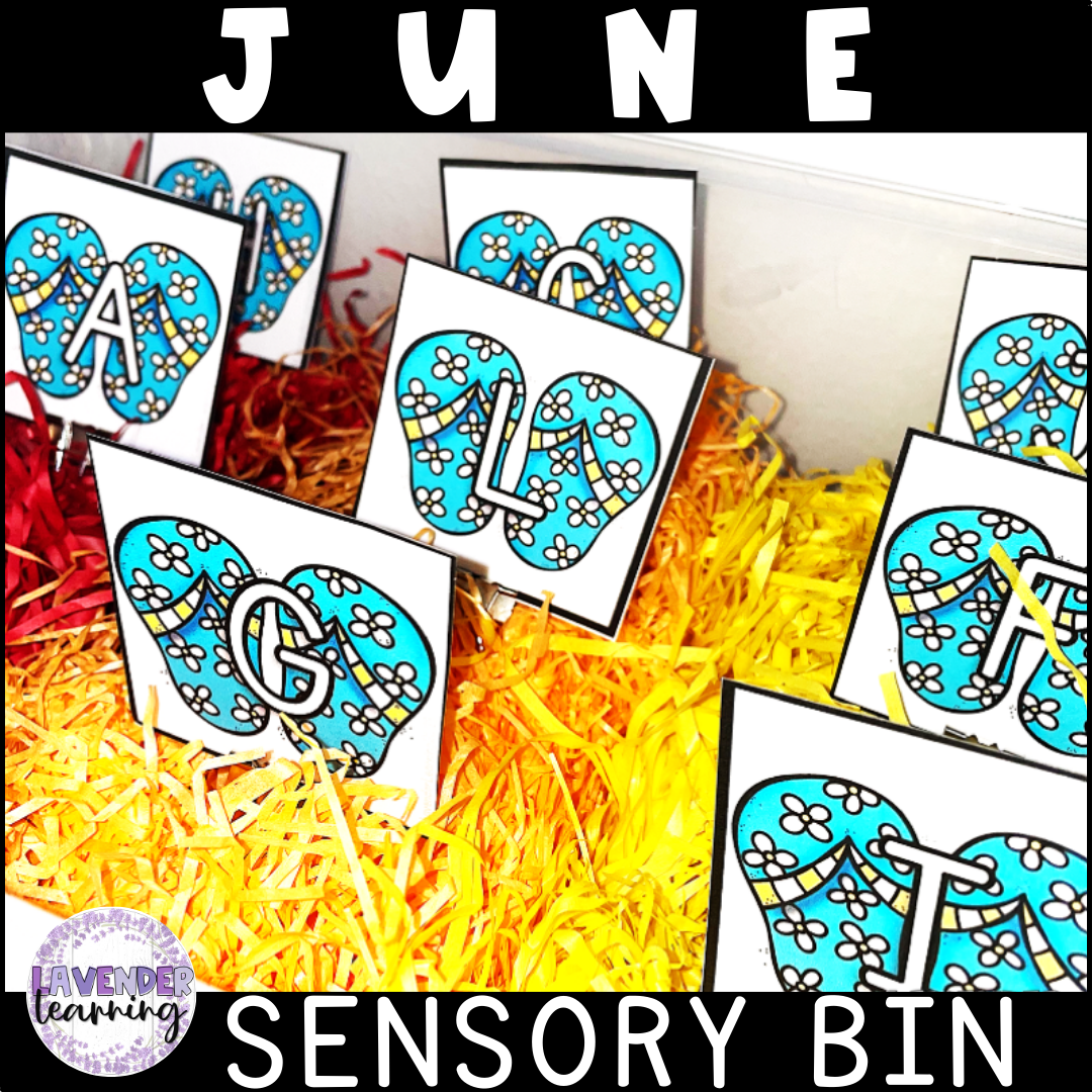 June Sensory Bin Colors Shapes Math ELA Activities Morning Work Kindergarten
